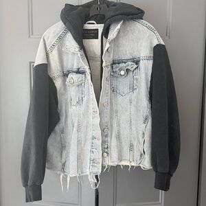 ALLSAINTS Milena Hooded Jacket in Indigo Blue Denim XS/S EUC Revolve